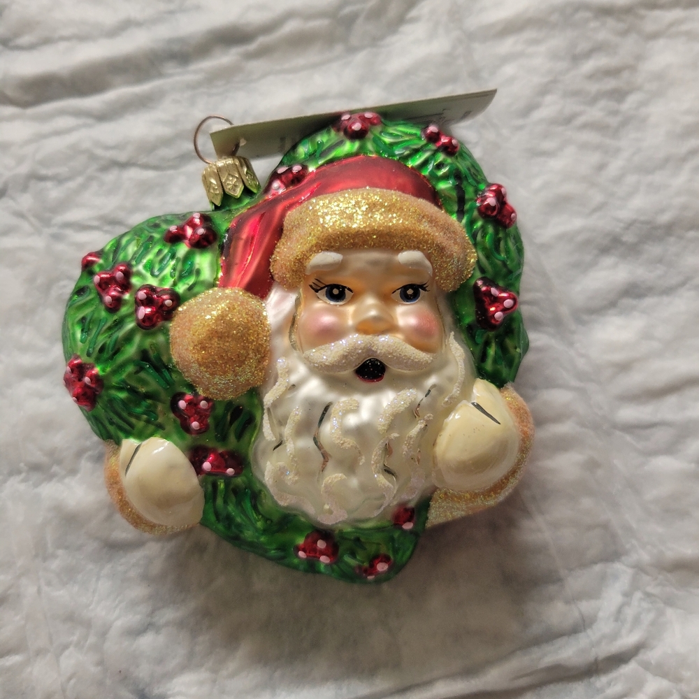 Christopher Radko Holly Jolly Santa Heart Ornament
